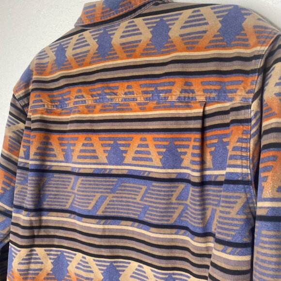 Cabelas Deerskin Soft Chamois Flannel Shirt Mens M Aztec Long Sleeves Southwest - Picture 8 of 12